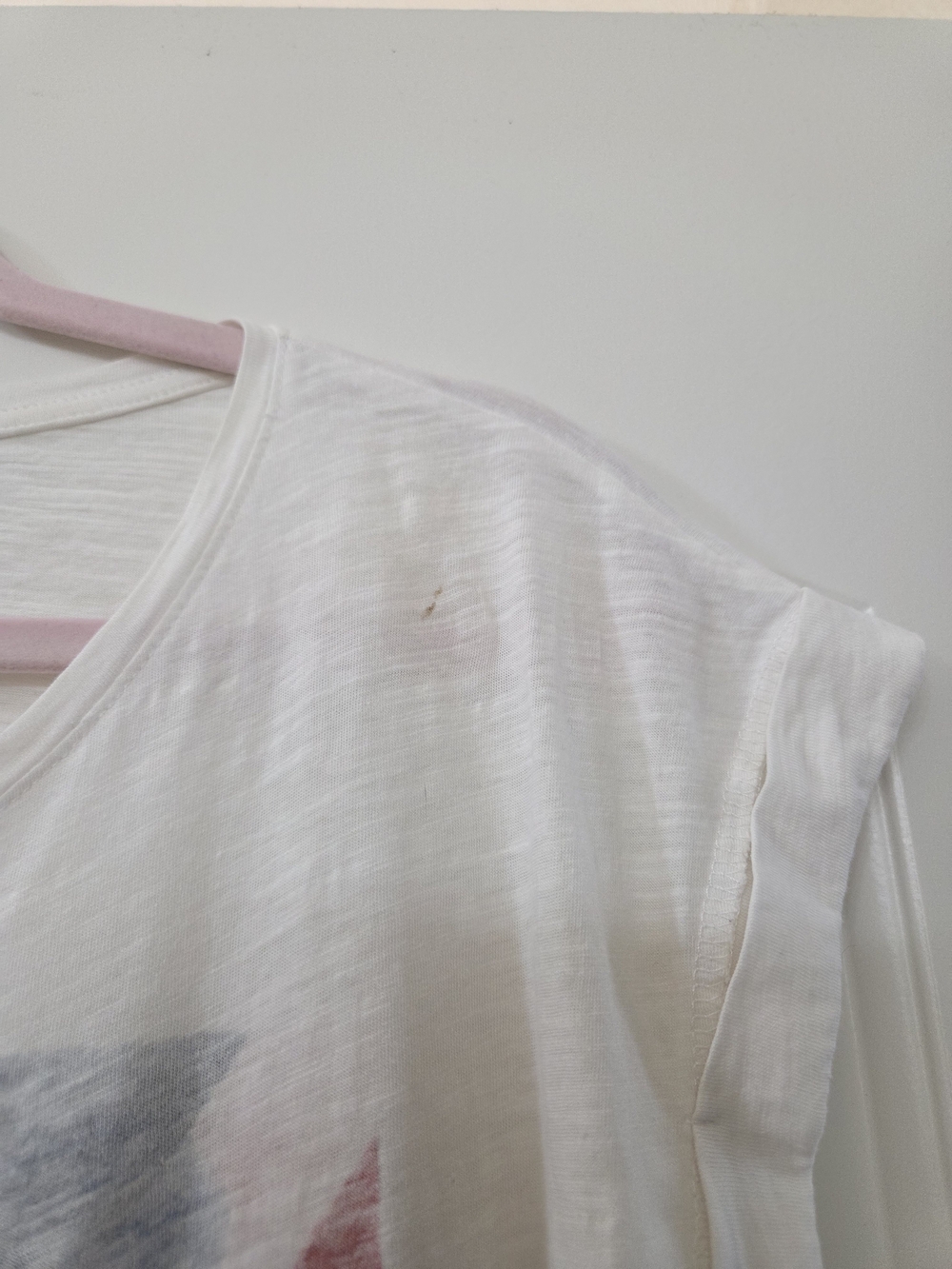 Mango White Tee with Faded Red & Blue Union Jack Print - Picture 2 of 3
